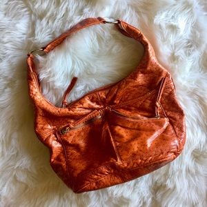 Boho Orange brown faux leather purse